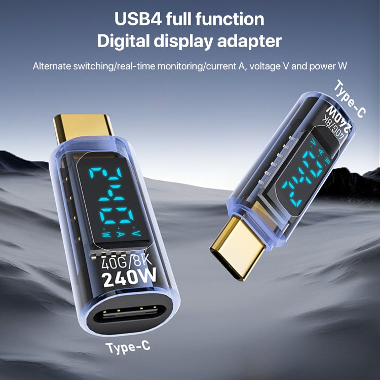 Type-C Male to Type-C Female 240W Full-featured Adapter with Digital Display(Transparent Blue) - OTG Adapter by buy2fix | Online Shopping UK | buy2fix