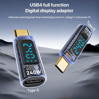 Type-C Male to Type-C Female 240W Full-featured Adapter with Digital Display(Transparent Blue) - OTG Adapter by buy2fix | Online Shopping UK | buy2fix