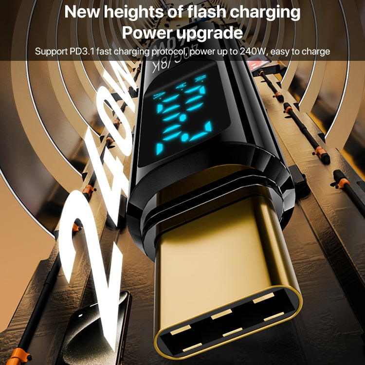 Type-C Male to Type-C Female 240W Full-featured Adapter with Digital Display(Transparent Blue) - OTG Adapter by buy2fix | Online Shopping UK | buy2fix