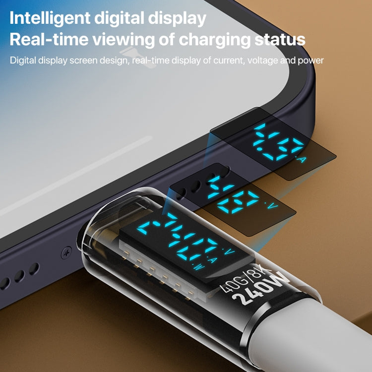 Type-C Male to Type-C Female 240W Full-featured Adapter with Digital Display(Transparent Blue) - OTG Adapter by buy2fix | Online Shopping UK | buy2fix