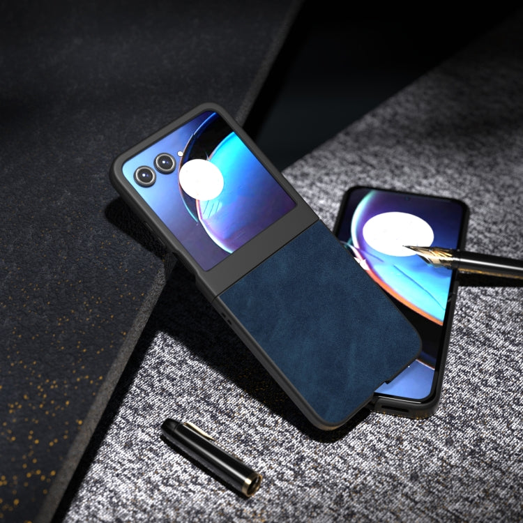 For Motorola Razr 50 PU Leather Frosted Phone Case(Blue) by buy2fix