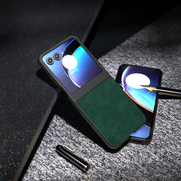 For Motorola Razr 50 PU Leather Frosted Phone Case(Green) by buy2fix