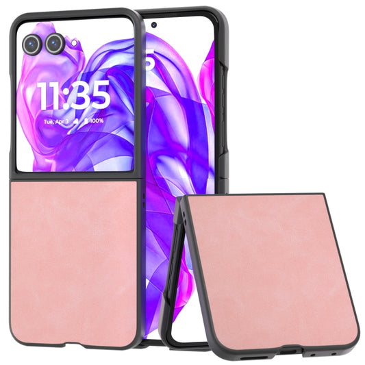 For Motorola Razr 50 Ultra PU Leather Frosted Phone Case(Pink) by buy2fix