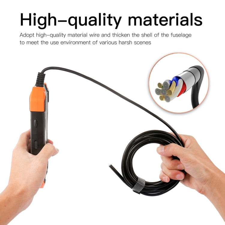 T20 4.3 inch IPS Screen 7.9mm Triple Camera IP67 Waterproof Hard Cable Digital Endoscope, Length:10m(Black Orange) -  by buy2fix | Online Shopping UK | buy2fix