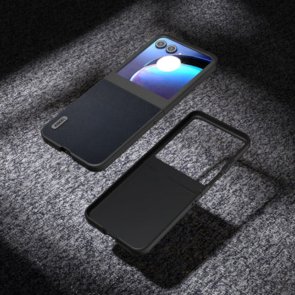 For Motorola Razr 50 ABEEL Genuine Leather Elegant Phone Case(Blue) by buy2fix