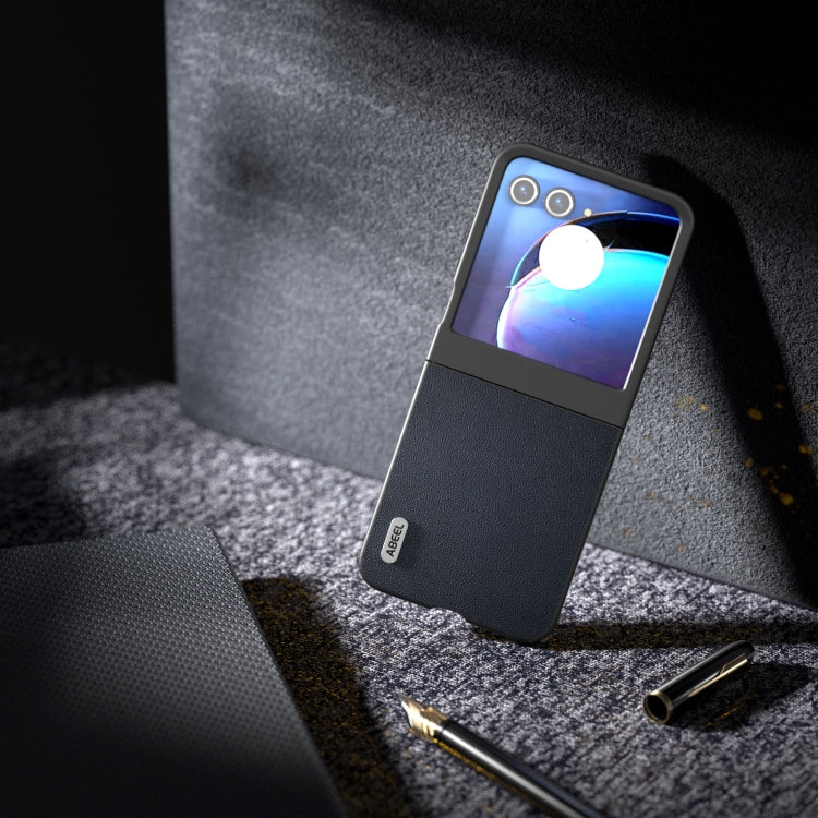 For Motorola Razr 50 ABEEL Genuine Leather Elegant Phone Case(Blue) by buy2fix