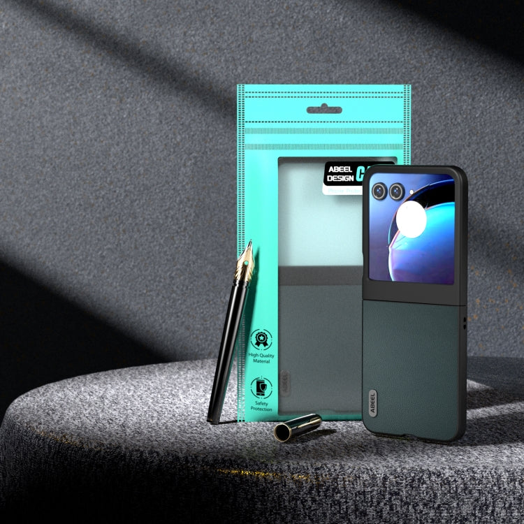 For Motorola Razr 50 ABEEL Genuine Leather Elegant Phone Case(Green) by buy2fix