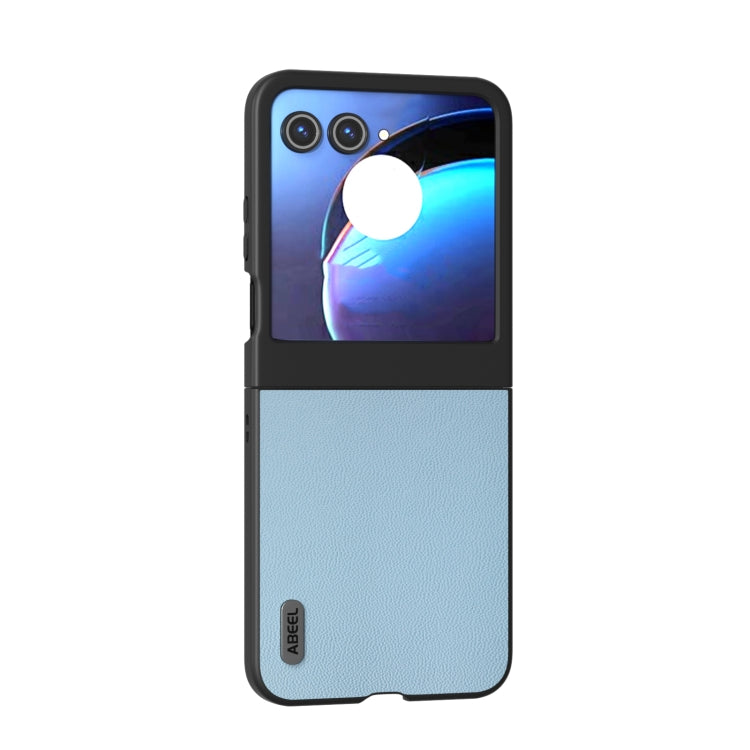 For Motorola Razr 50 ABEEL Genuine Leather Elegant Phone Case(Sky Blue) by buy2fix