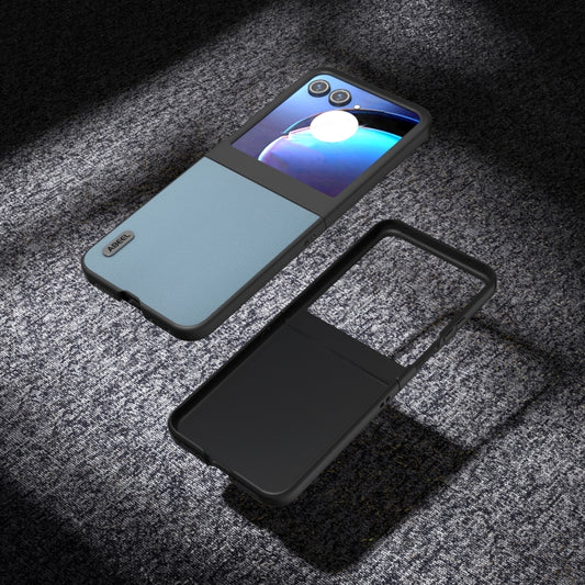 For Motorola Razr 50 ABEEL Genuine Leather Elegant Phone Case(Sky Blue) by buy2fix