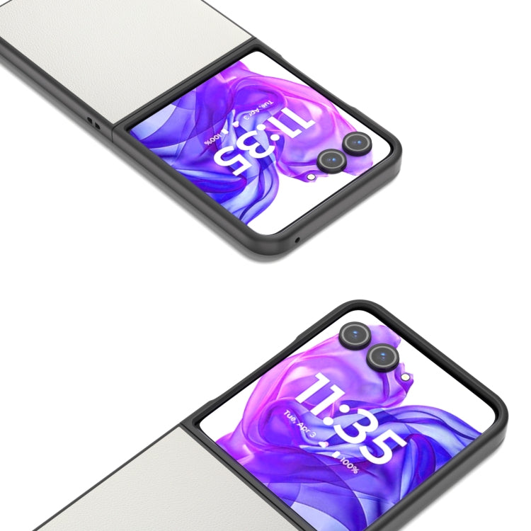 For Motorola Razr 50 Ultra ABEEL Genuine Leather Elegant Phone Case(White) by buy2fix