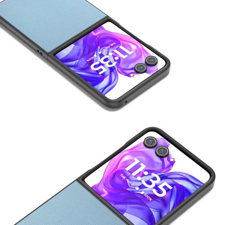 For Motorola Razr 50 Ultra ABEEL Genuine Leather Elegant Phone Case(Sky Blue) by buy2fix