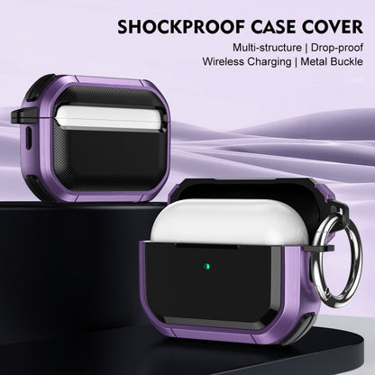 For AirPods Pro / Pro 2 Armor TPU + PC Earbuds Box Protective Case with Metal Buckle(Lavender) - For AirPods Pro 2 by buy2fix | Online Shopping UK | buy2fix