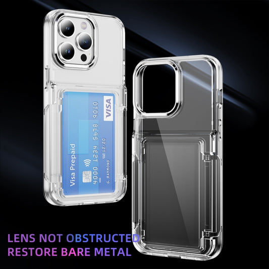 For iPhone 16 Card Holder Acrylic Hybrid TPU Phone Case(Transparent) by buy2fix