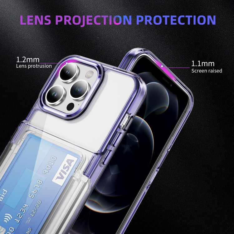 For iPhone 16 Plus Card Holder Acrylic Hybrid TPU Phone Case(Transparent Purple) - iPhone 16 Plus Cases by buy2fix | Online Shopping UK | buy2fix