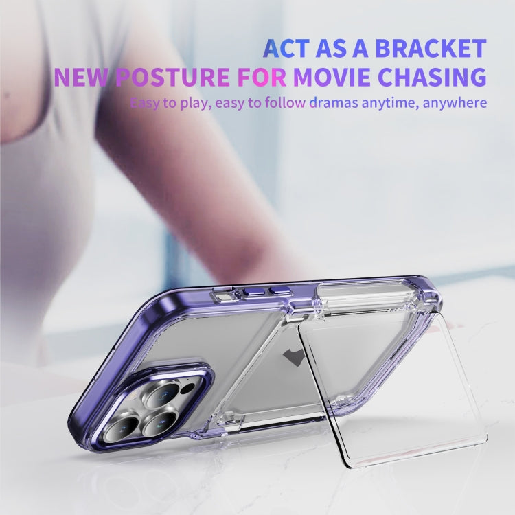 For iPhone 16 Plus Card Holder Acrylic Hybrid TPU Phone Case(Transparent Purple) - iPhone 16 Plus Cases by buy2fix | Online Shopping UK | buy2fix