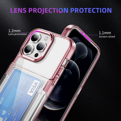 For iPhone 16 Pro Card Holder Acrylic Hybrid TPU Phone Case(Transparent Pink) - iPhone 16 Pro Cases by buy2fix | Online Shopping UK | buy2fix