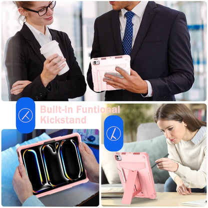 For iPad Pro 11 2025 / 2024 T Holder Robot Silicone Hybrid PC Tablet Case(Rose Gold) by buy2fix