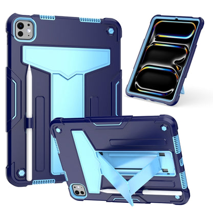 For iPad Pro 11 2025 / 2024 T Holder Robot Silicone Hybrid PC Tablet Case(Navy Blue Blue) by buy2fix