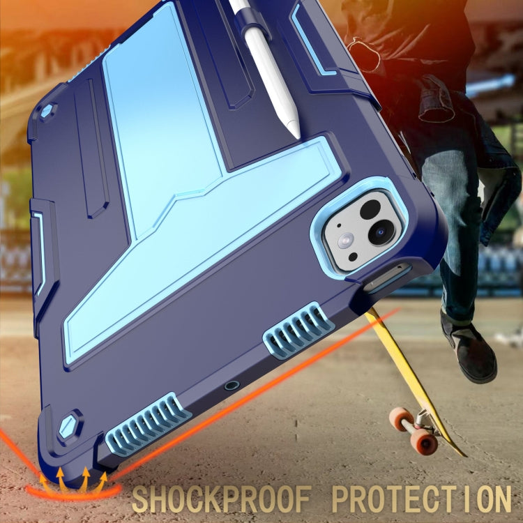 For iPad Pro 11 2025 / 2024 T Holder Robot Silicone Hybrid PC Tablet Case(Navy Blue Blue) by buy2fix