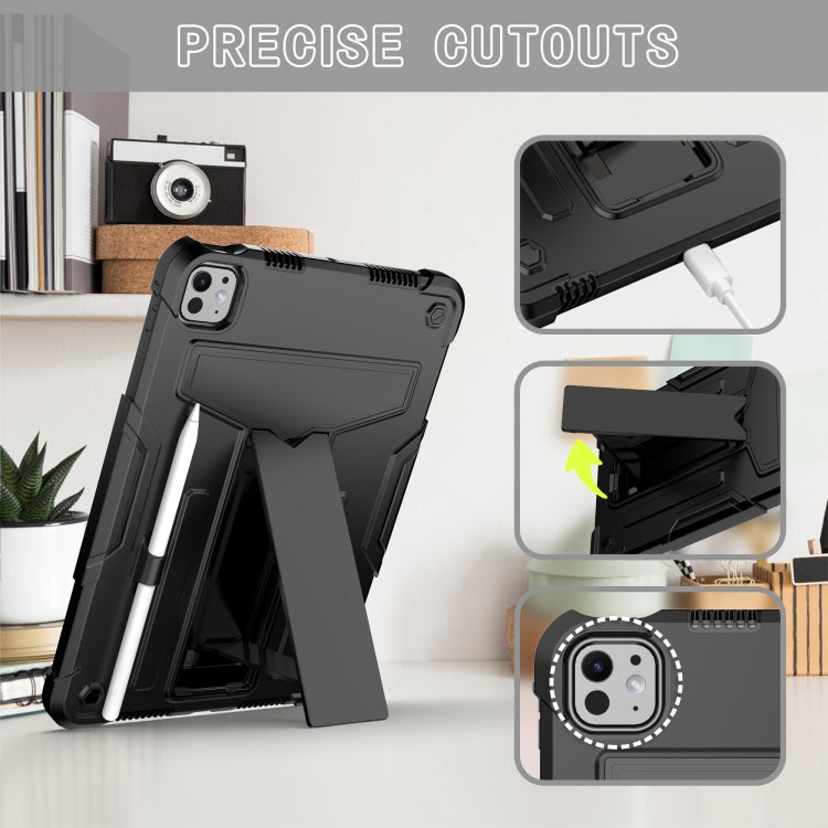 For iPad Pro 11 2025 / 2024 T Holder Robot Silicone Hybrid PC Tablet Case(Black) by buy2fix