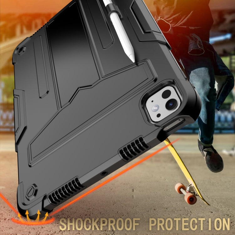 For iPad Pro 11 2025 / 2024 T Holder Robot Silicone Hybrid PC Tablet Case(Black) by buy2fix