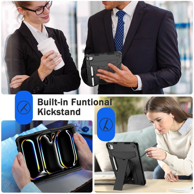 For iPad Pro 11 2025 / 2024 T Holder Robot Silicone Hybrid PC Tablet Case(Black) by buy2fix