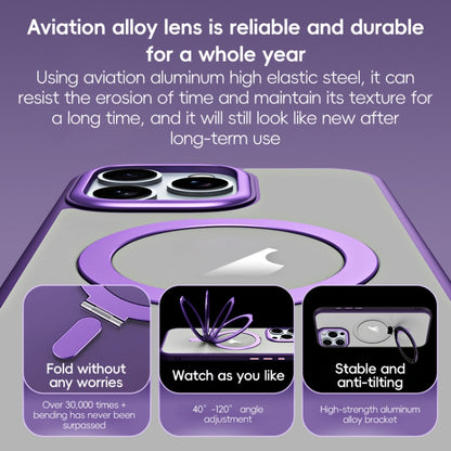 For iPhone 16 Pro MagSafe Airbag Shockproof Frosted Phone Case with Fold Holder(Grey) by buy2fix