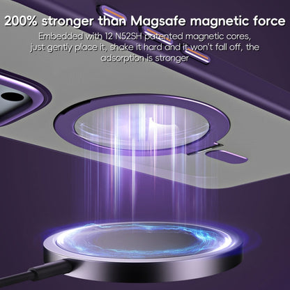 For iPhone 16 Pro MagSafe Airbag Shockproof Frosted Phone Case with Fold Holder(Purple) by buy2fix