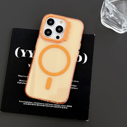 For iPhone 15 MagSafe Colorful Wavy Circle PC Hybrid TPU Phone Case(Orange) - iPhone 15 Cases by buy2fix | Online Shopping UK | buy2fix