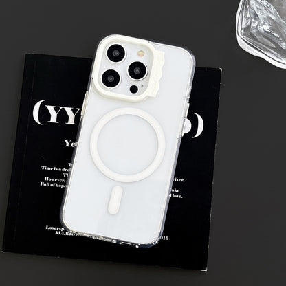 For iPhone 15 Pro Max MagSafe Colorful Wavy Circle PC Hybrid TPU Phone Case(White) - iPhone 15 Pro Max Cases by buy2fix | Online Shopping UK | buy2fix