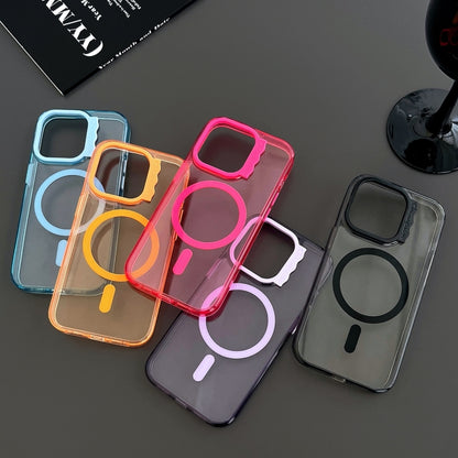 For iPhone 15 MagSafe Colorful Wavy Circle PC Hybrid TPU Phone Case(Orange) - iPhone 15 Cases by buy2fix | Online Shopping UK | buy2fix