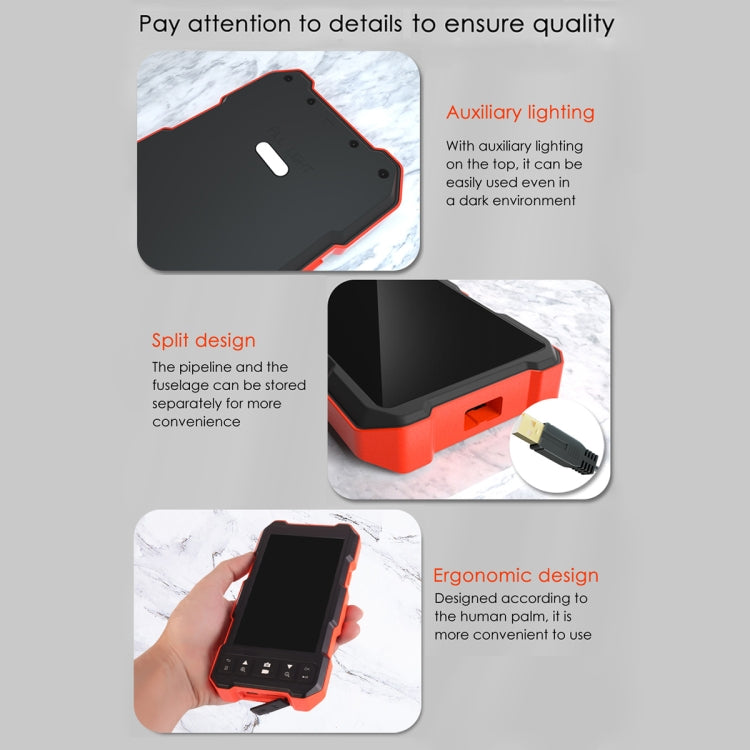 T21 4.5 inch IPS Color Screen 8mm Single Camera Split Hard Cable Industrial Endoscope, Length:2m(Black Red) by buy2fix