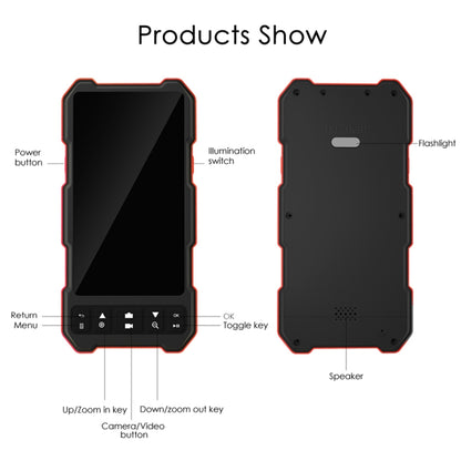 T21 4.5 inch IPS Color Screen 8mm Single Camera Split Hard Cable Industrial Endoscope, Length:2m(Black Red) by buy2fix