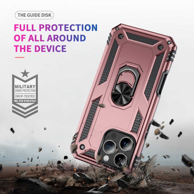 For iPhone 16 Pro Shockproof TPU Hybrid PC Phone Case with Holder(Rose Gold) - iPhone 16 Pro Cases by buy2fix | Online Shopping UK | buy2fix