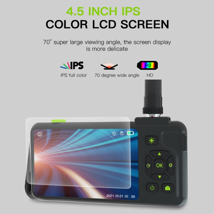 T22 4.5 inch IPS Color Screen 3.9mm Single Camera Hard Cable Industrial Endoscope, Length:2m(Black Orange) by buy2fix