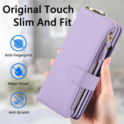 For Samsung Galaxy Z Fold5 Crossbody Ring Multifunctional Wallet Fold Leather Phone Case(Purple) - Galaxy Z Fold5 Cases by buy2fix | Online Shopping UK | buy2fix