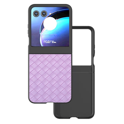 For Motorola Razr 50 Black Frame Woven Texture PU Phone Case(Purple) by buy2fix
