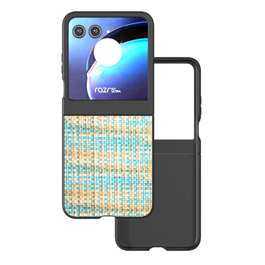 For Motorola Razr 50 Black Frame Color Lattice Texture PU Phone Case(Blue) by buy2fix