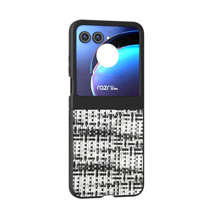 For Motorola Razr 50 Black Frame Color Lattice Texture PU Phone Case(Black) by buy2fix