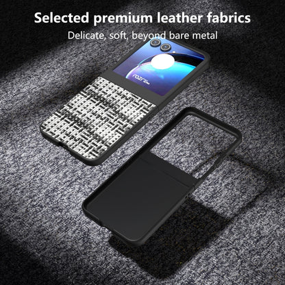 For Motorola Razr 50 Black Frame Color Lattice Texture PU Phone Case(Black) by buy2fix