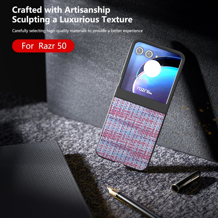 For Motorola Razr 50 Black Frame Color Lattice Texture PU Phone Case(Purple) by buy2fix