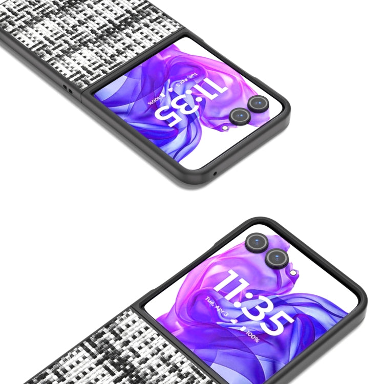 For Motorola Razr 50 Ultra Black Frame Color Lattice Texture PU Phone Case(Black) by buy2fix