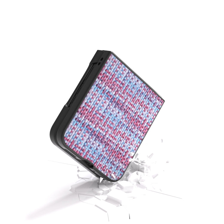 For Motorola Razr 50 Ultra Black Frame Color Lattice Texture PU Phone Case(Purple) by buy2fix
