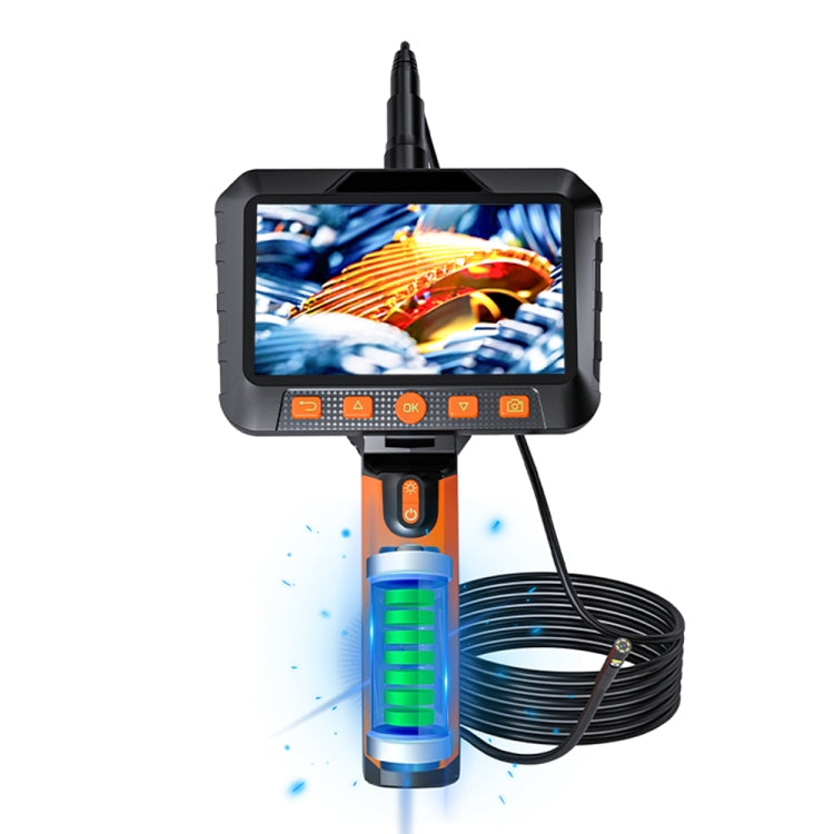 T27 5 inch IPS Color Screen 8mm Single Camera Handheld Hard Cable HD Industrial Endoscope, Length:2m(Orange Black) by buy2fix