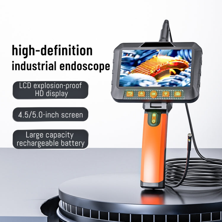 T27 5 inch IPS Color Screen 8mm Single Camera Handheld Hard Cable HD Industrial Endoscope, Length:2m(Orange Black) by buy2fix