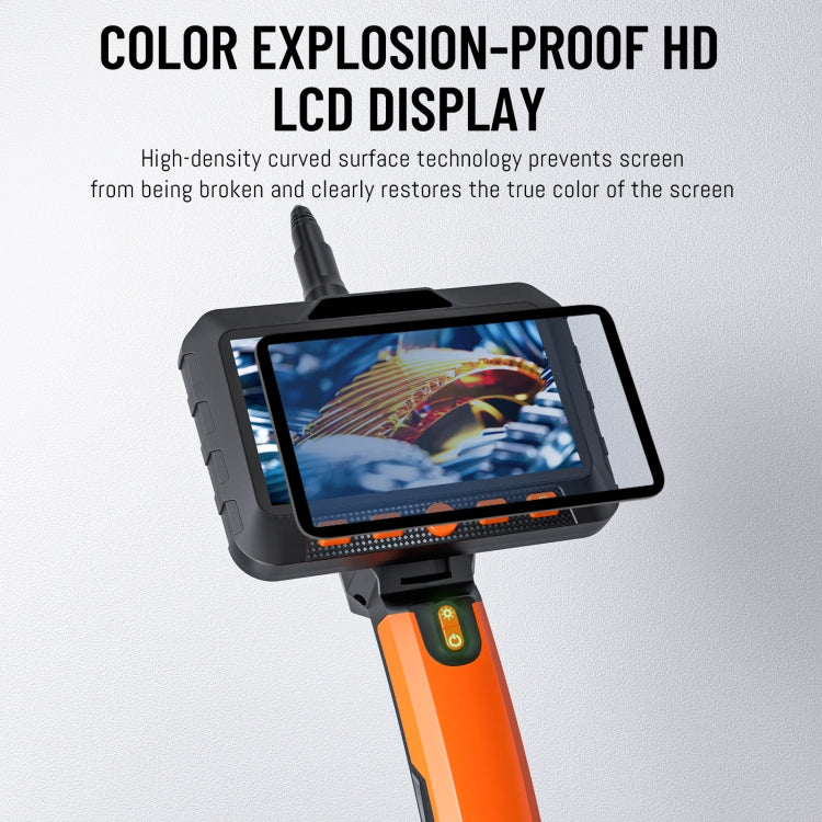 T27 5 inch IPS Color Screen 8mm Single Camera Handheld Hard Cable HD Industrial Endoscope, Length:2m(Orange Black) by buy2fix