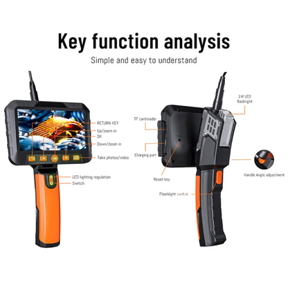 T27 5 inch IPS Color Screen 5.5mm Single Camera Handheld Hard Cable HD Industrial Endoscope, Length:3.5m(Orange Black) -  by buy2fix | Online Shopping UK | buy2fix