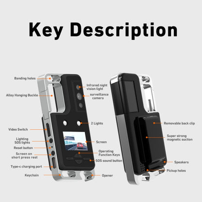 D6 2K Acoustic and Visual Distress Signal Cycling SOS Recorder with Light(Black) by buy2fix