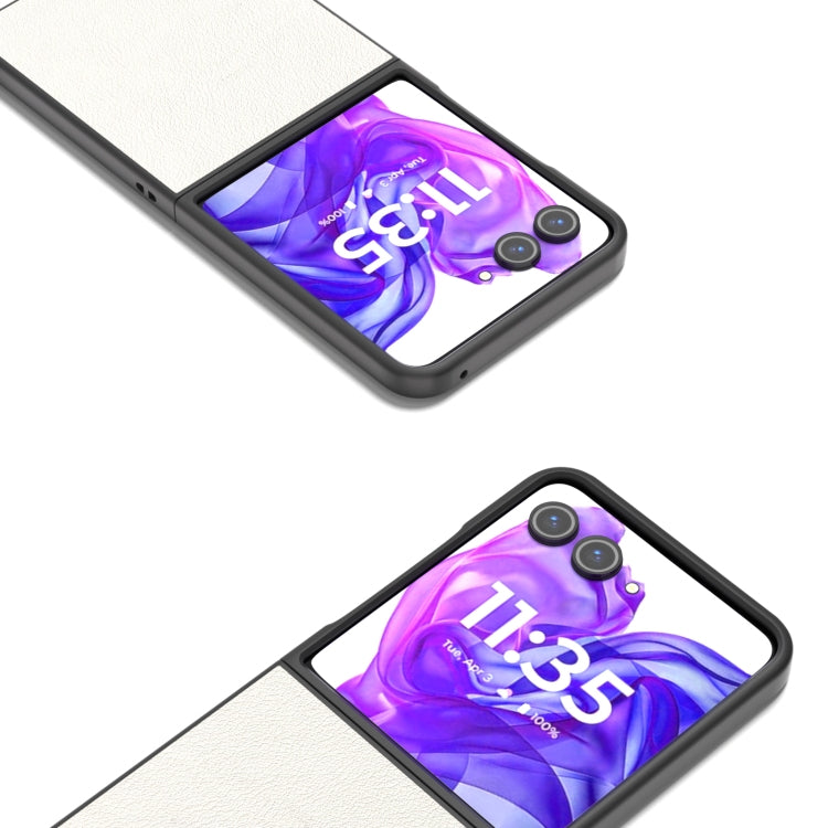 For Motorola Razr 50 Ultra ABEEL Genuine Leather Wave Black Edge Phone Case(Grey) by buy2fix