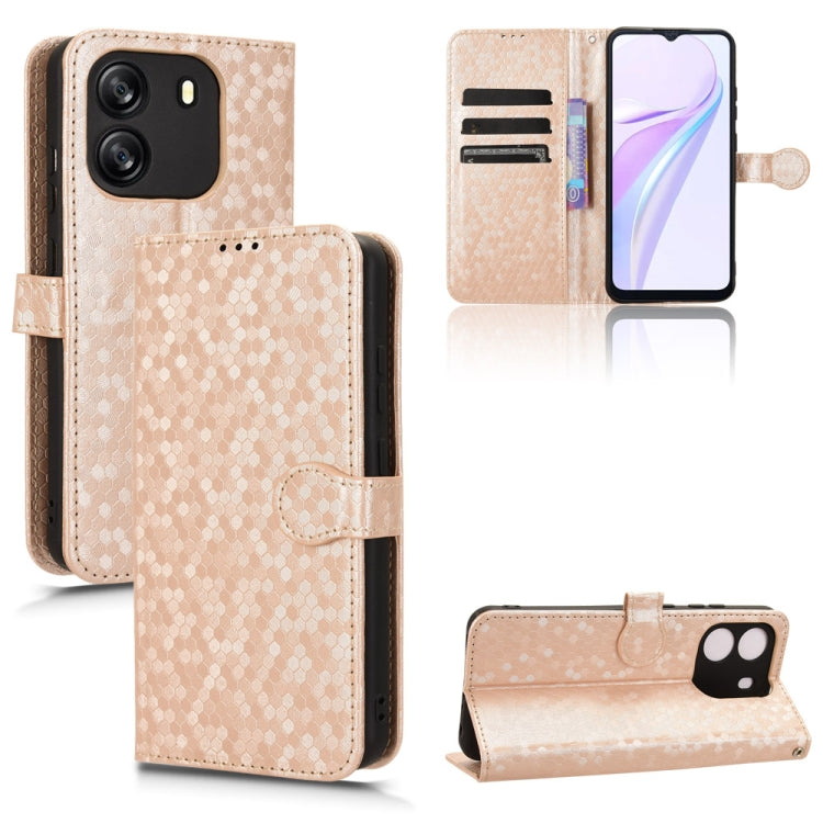 For Blackview Wave 6C Honeycomb Dot Texture Leather Phone Case(Gold) - More Brand by buy2fix | Online Shopping UK | buy2fix